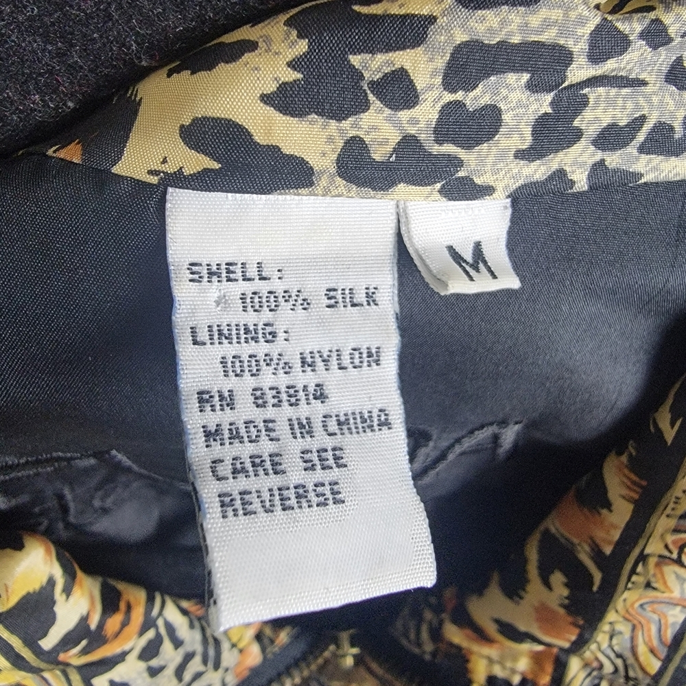 VTG‎ 90s FUDA International Silk Leopard Animal Print Windbreaker Jacket Size M - Picture 6 of 9